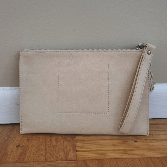 INC International Concepts Cream Clutch with Tassel Detail - Picture 4 of 5